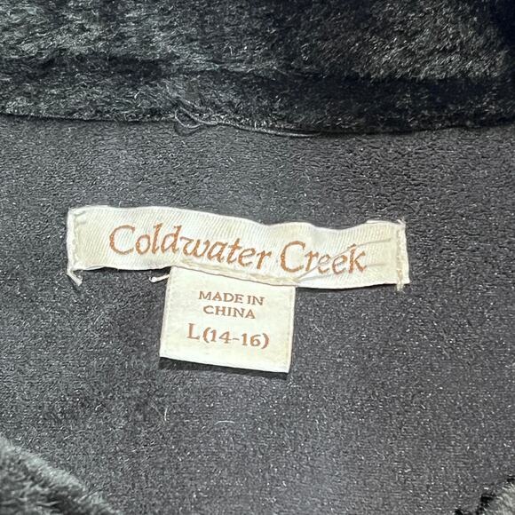 Coldwater Creek Faux Suede Faux Fur Vest L Gray Toggle Closure Winter Boho - Picture 3 of 12